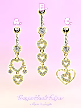 Odessa Gold Multiple Hearts Belly Ring