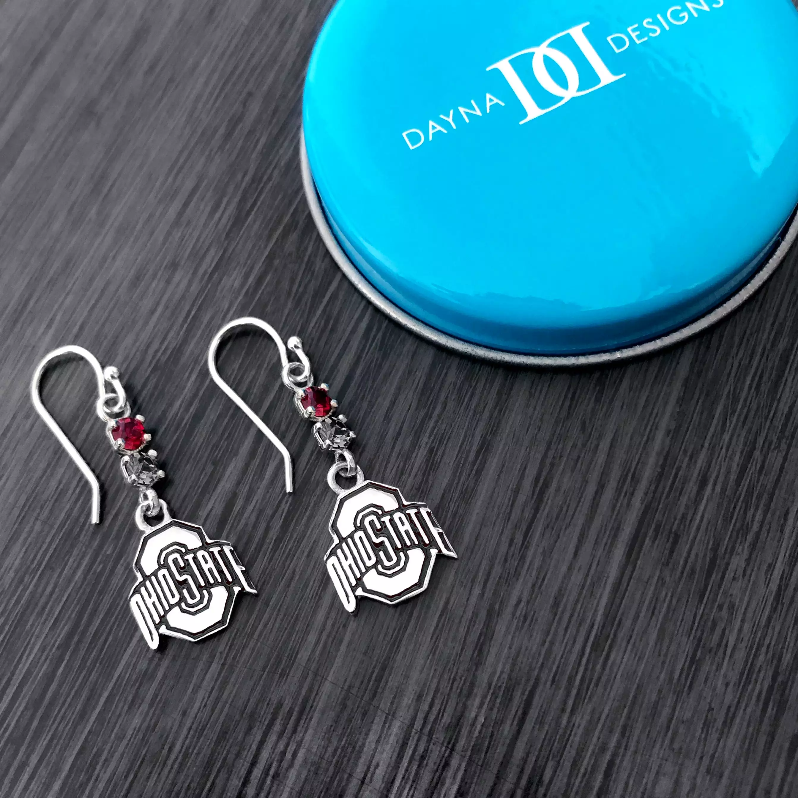 Ohio State University Crystal Dangle Earrings - Silver