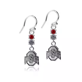 Ohio State University Crystal Dangle Earrings - Silver