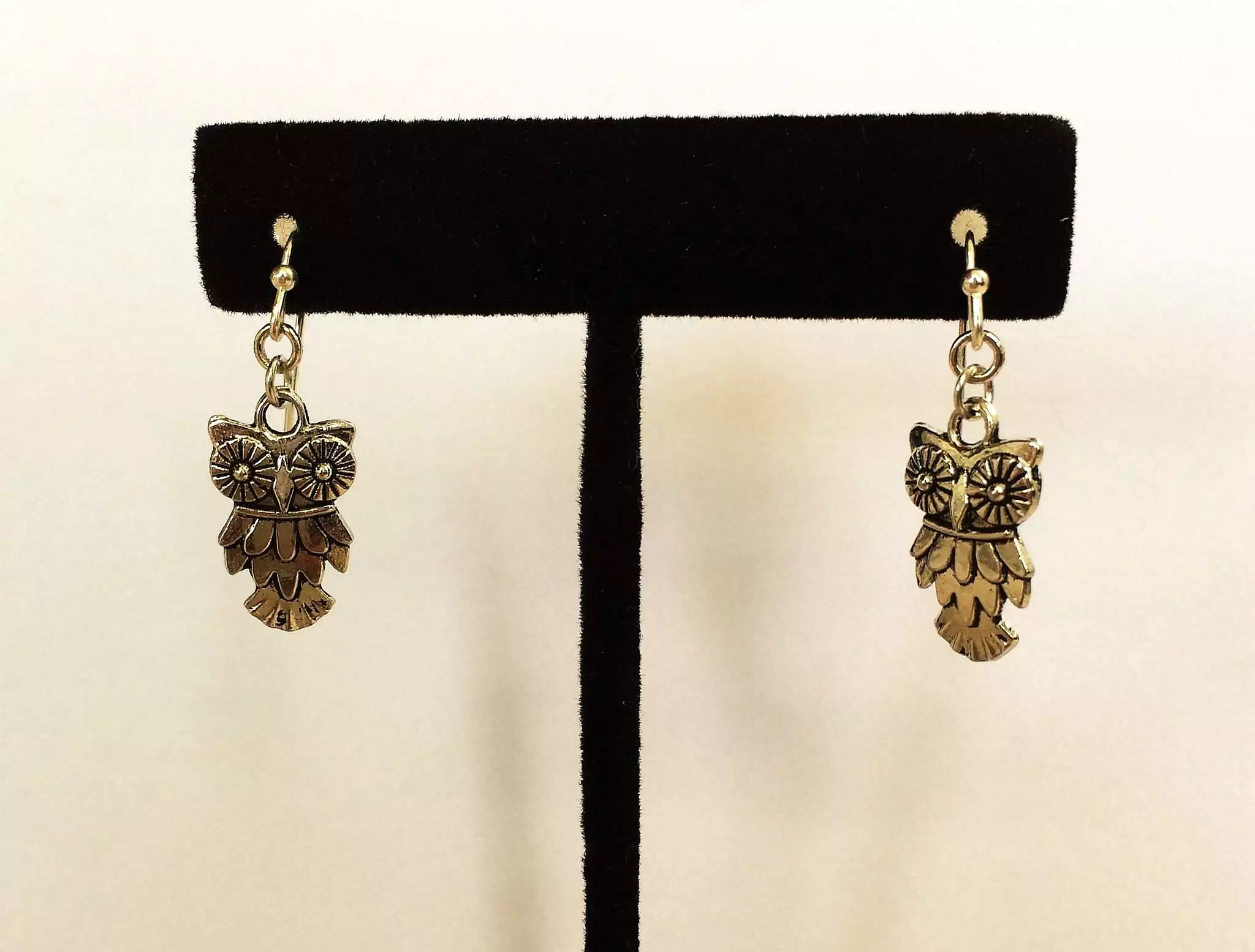 Owl Silver Textured Dangle Earrings