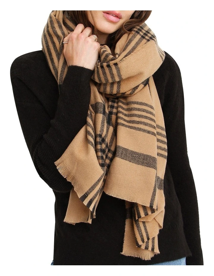 Panorama Check Brown Scarf