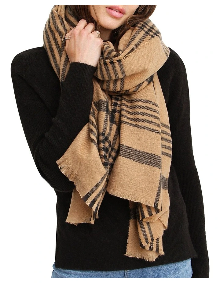 Panorama Check Brown Scarf