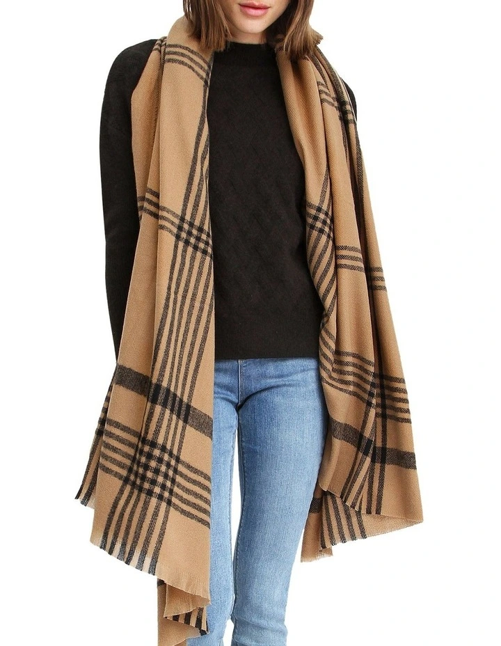 Panorama Check Brown Scarf