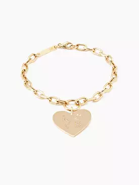 Pave Diamond Love Heart Charm Square Oval Chain Bracelet