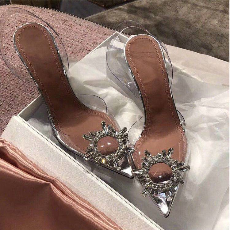 Peep Toe Crystal Clear Heels