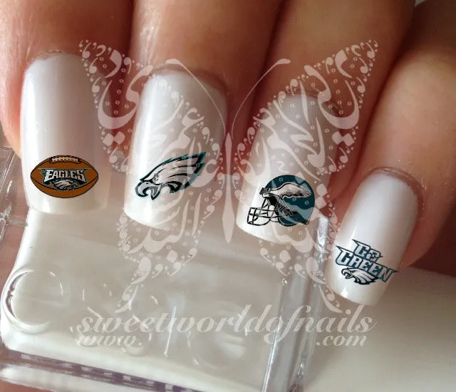 Philadelphia Eagles Football Nail Art Water Decals Nail Transfers Wraps