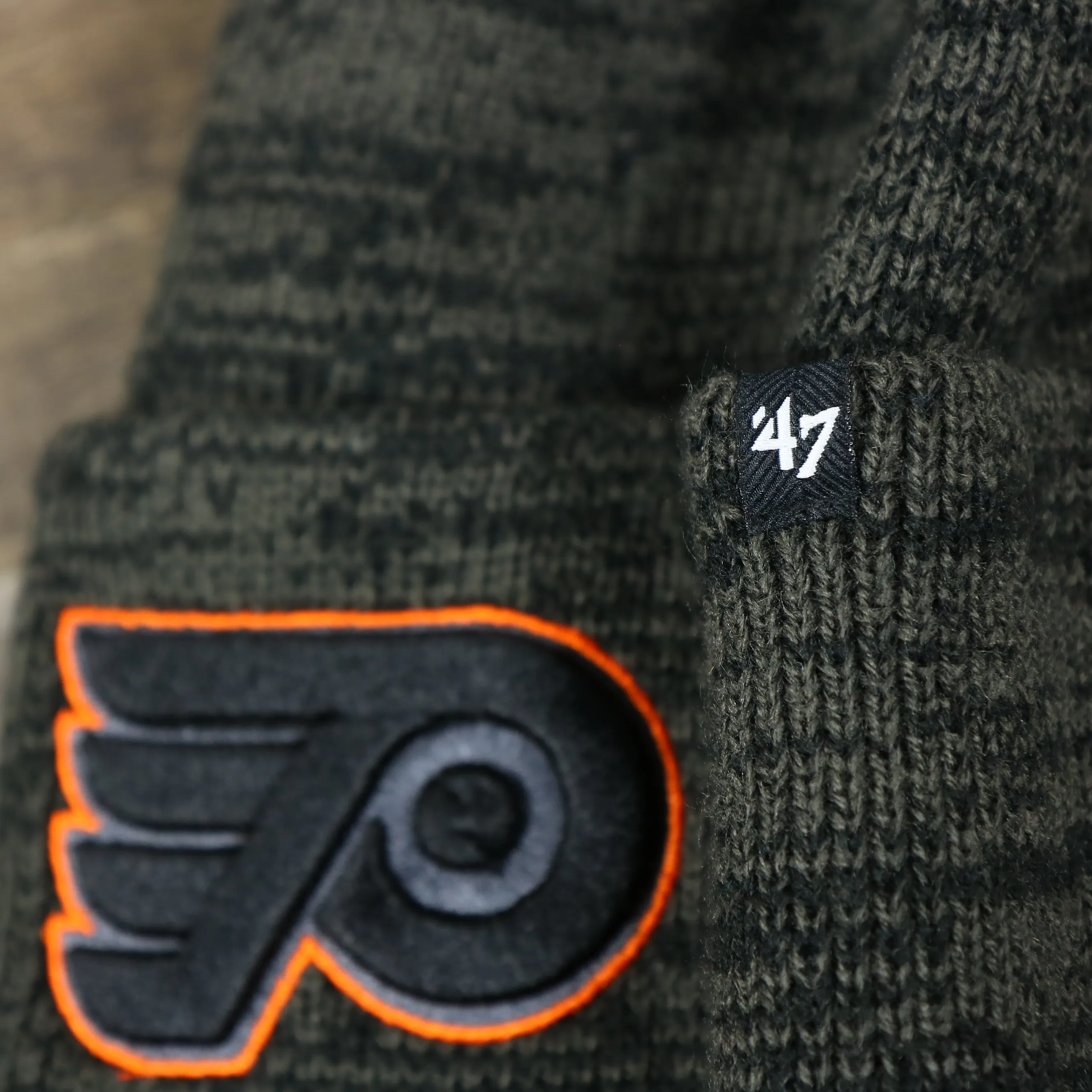 Philadelphia Flyers Brain Freeze Heather Gray Winter Beanie | Black Winter Beanie