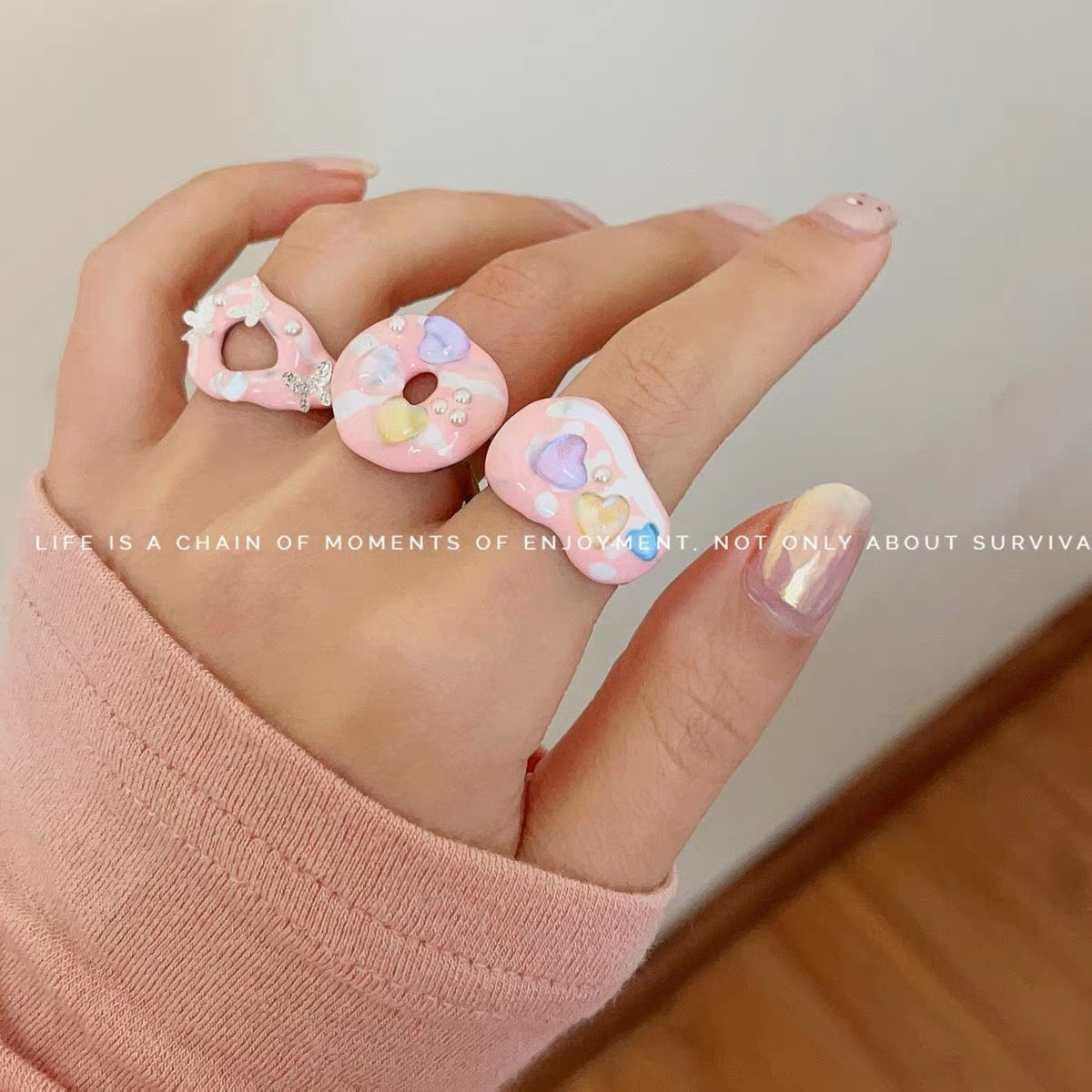 Pink Clay Rings