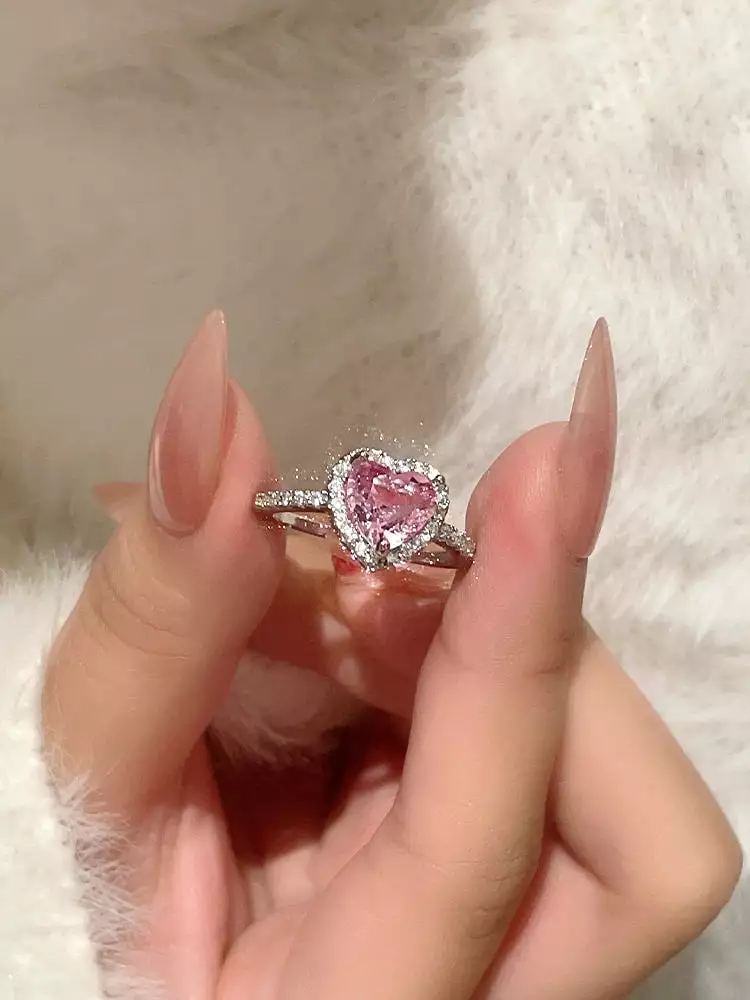 Pink Heart Bling Ring - Moon