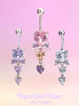 Princess Heart Bowknot Crystals Belly Ring