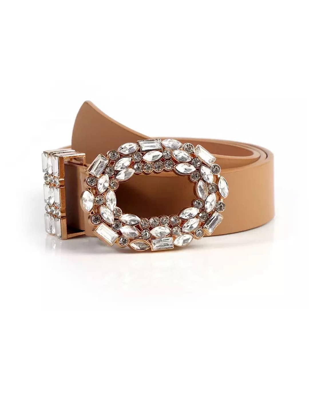 PU Leather Crystal Buckle Belt