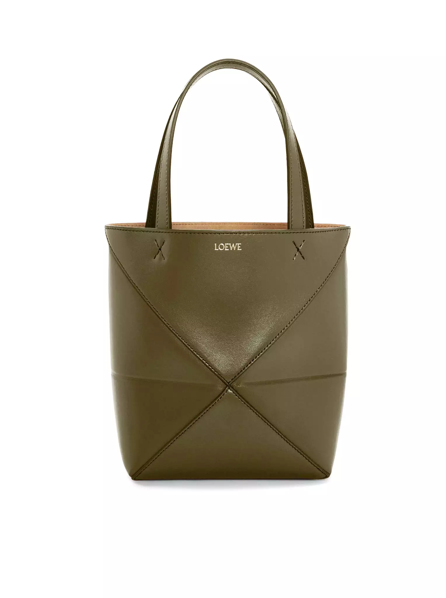 Puzzle Fold Tote mini bag in shiny calfskin