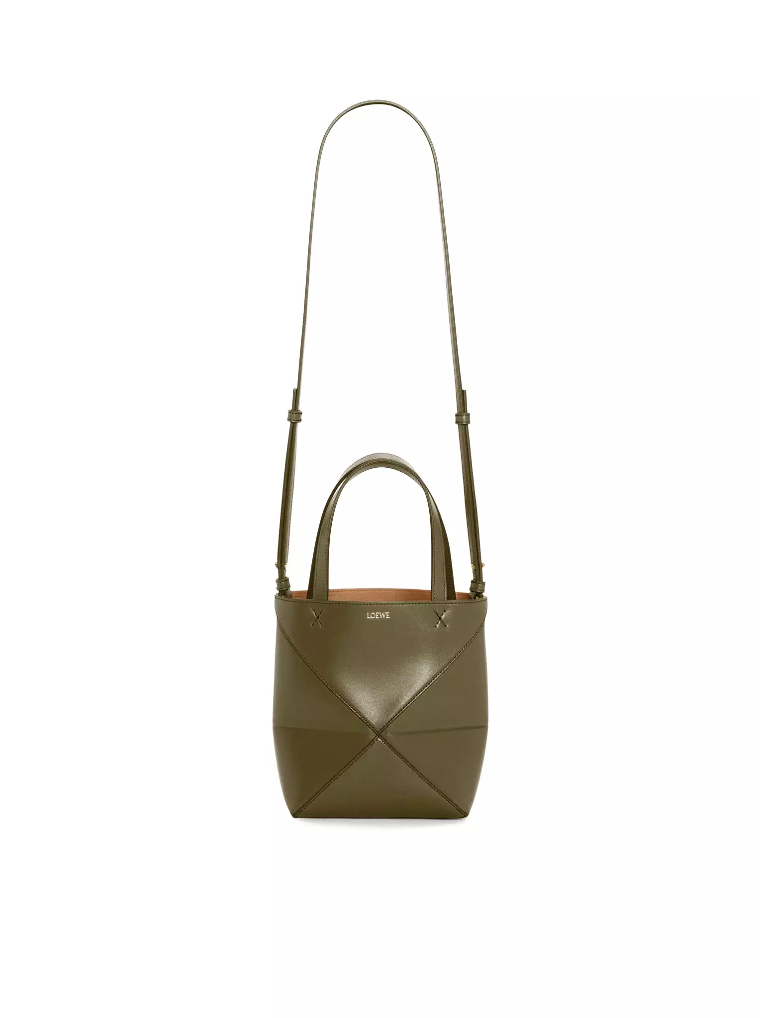 Puzzle Fold Tote mini bag in shiny calfskin