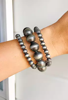 Remi Beaded Bracelet Set in Gray