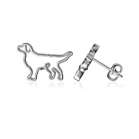 Retriever Silhouette Post Earrings - Silver