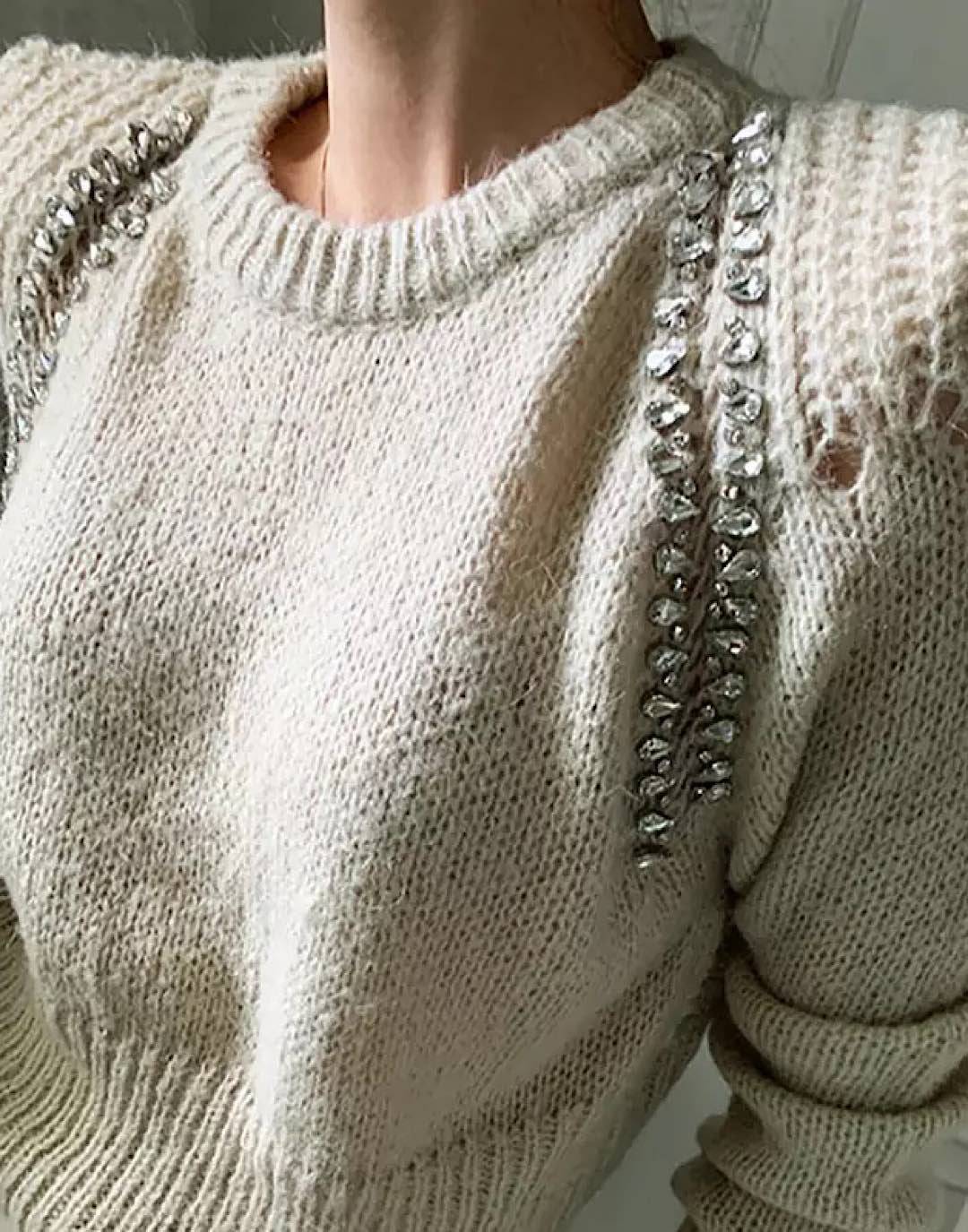 Rhinestone Beaded Short Sweater