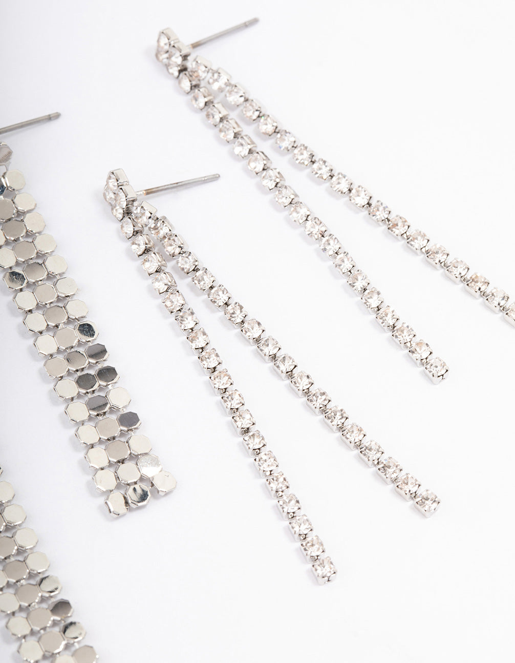 Rhodium Cupchain Chainmail Drop Earrings Pack