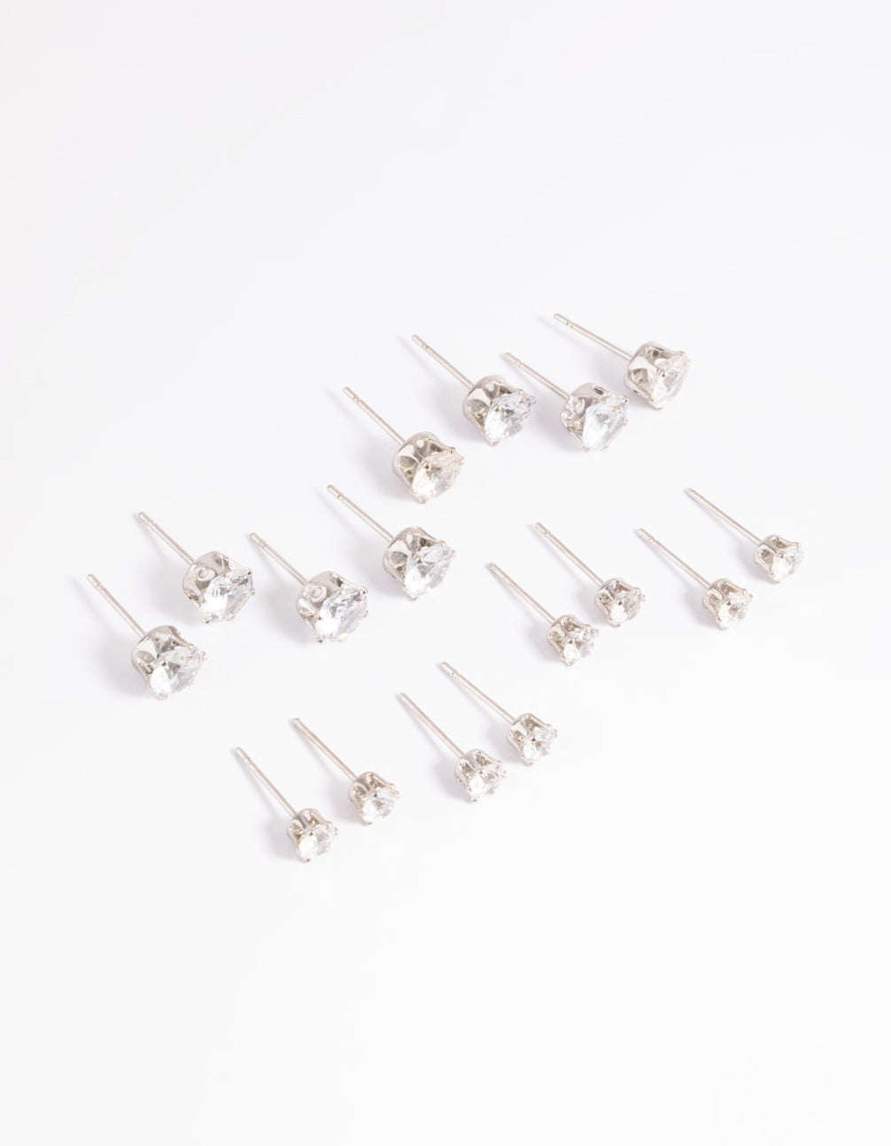 Rhodium Diamante Classic Stud Earring 8-Pack