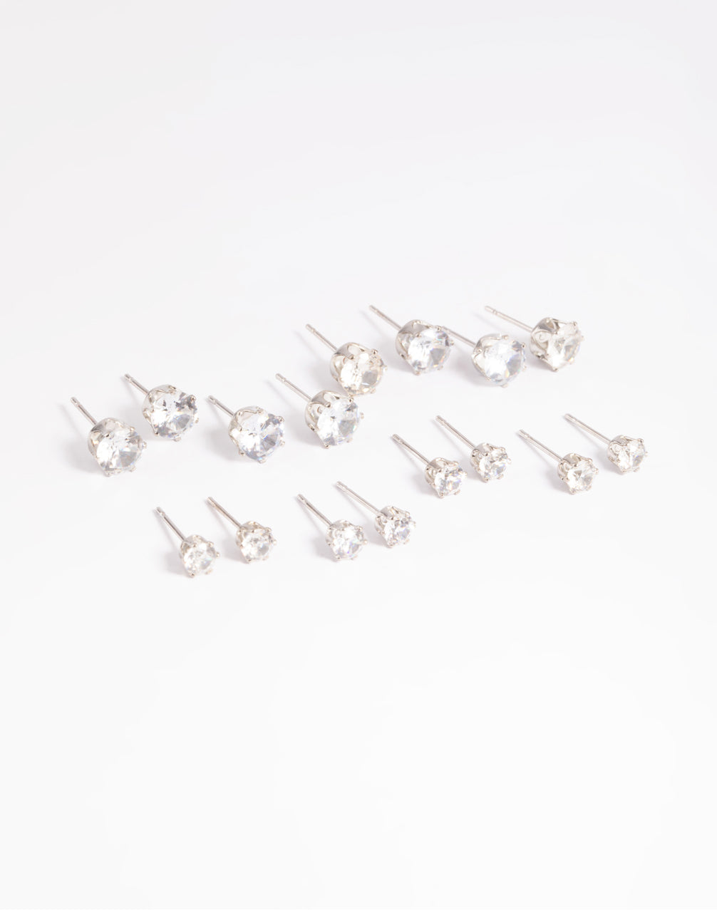 Rhodium Diamante Classic Stud Earring 8-Pack