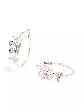 Rhodium Fine Butterfly Hoop Earrings