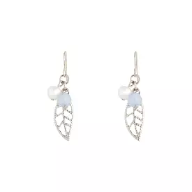 Rhodium Leaf Drop Earrings