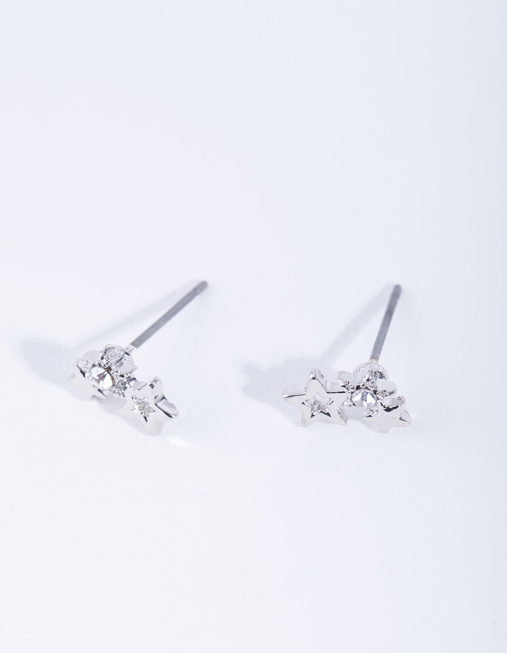 Rhodium Mini Star Cluster Stud Earrings