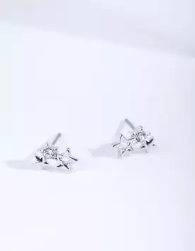 Rhodium Mini Star Cluster Stud Earrings