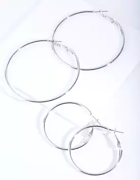 Rhodium Mixed Hoop Earring Pack