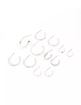 Rhodium Multi Hoop Earring 6-Pack