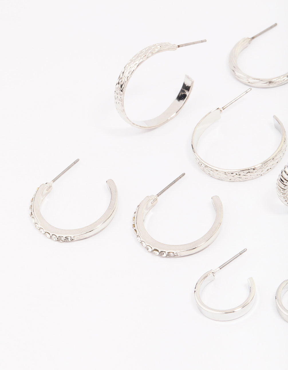 Rhodium Multi Hoop Earring 6-Pack