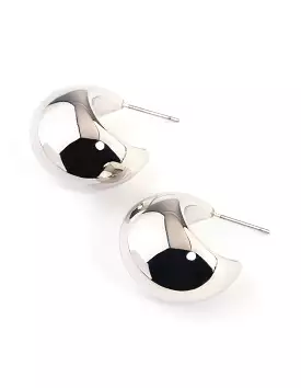 Rhodium Smooth Round Mini Hoop Earrings