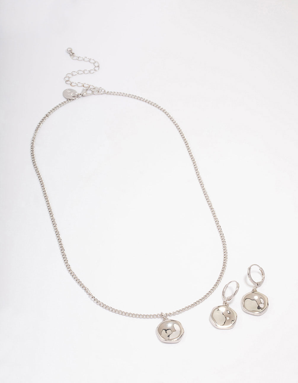 Rhodium Textured Coin Jewellery Set