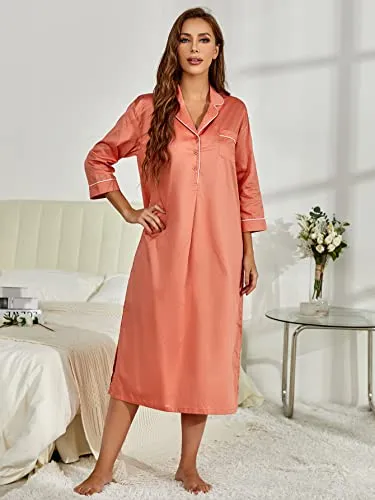 Richie House Women's Nightshirt Cotton Nightgown Sleepwear Pajama Dress RHW4059