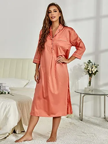 Richie House Women's Nightshirt Cotton Nightgown Sleepwear Pajama Dress RHW4059