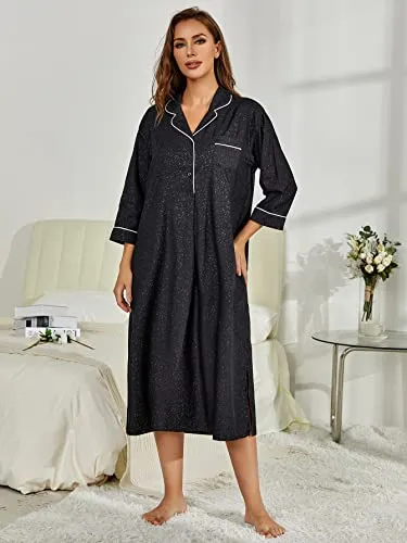 Richie House Women's Nightshirt Cotton Nightgown Sleepwear Pajama Dress RHW4059