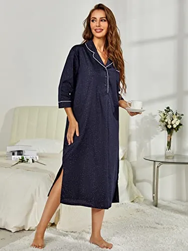 Richie House Women's Nightshirt Cotton Nightgown Sleepwear Pajama Dress RHW4059