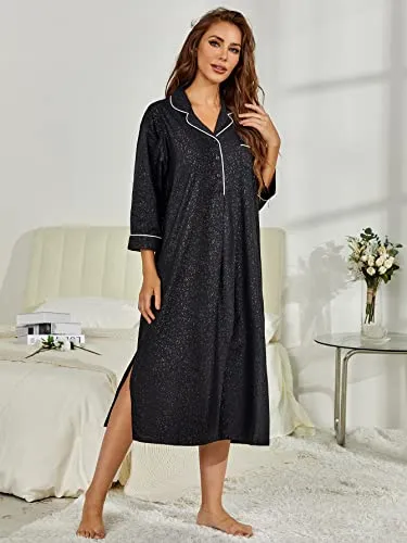 Richie House Women's Nightshirt Cotton Nightgown Sleepwear Pajama Dress RHW4059