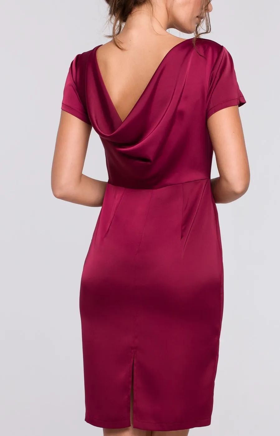 Robe fourreau satin bordeaux