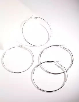 Silver 60MM Hoop Earring Pack