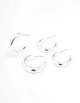 Silver Chubby Hoop Earring Pack