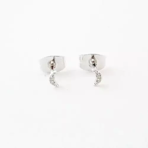 Silver Crystal Moon Studs