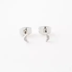 Silver Crystal Moon Studs