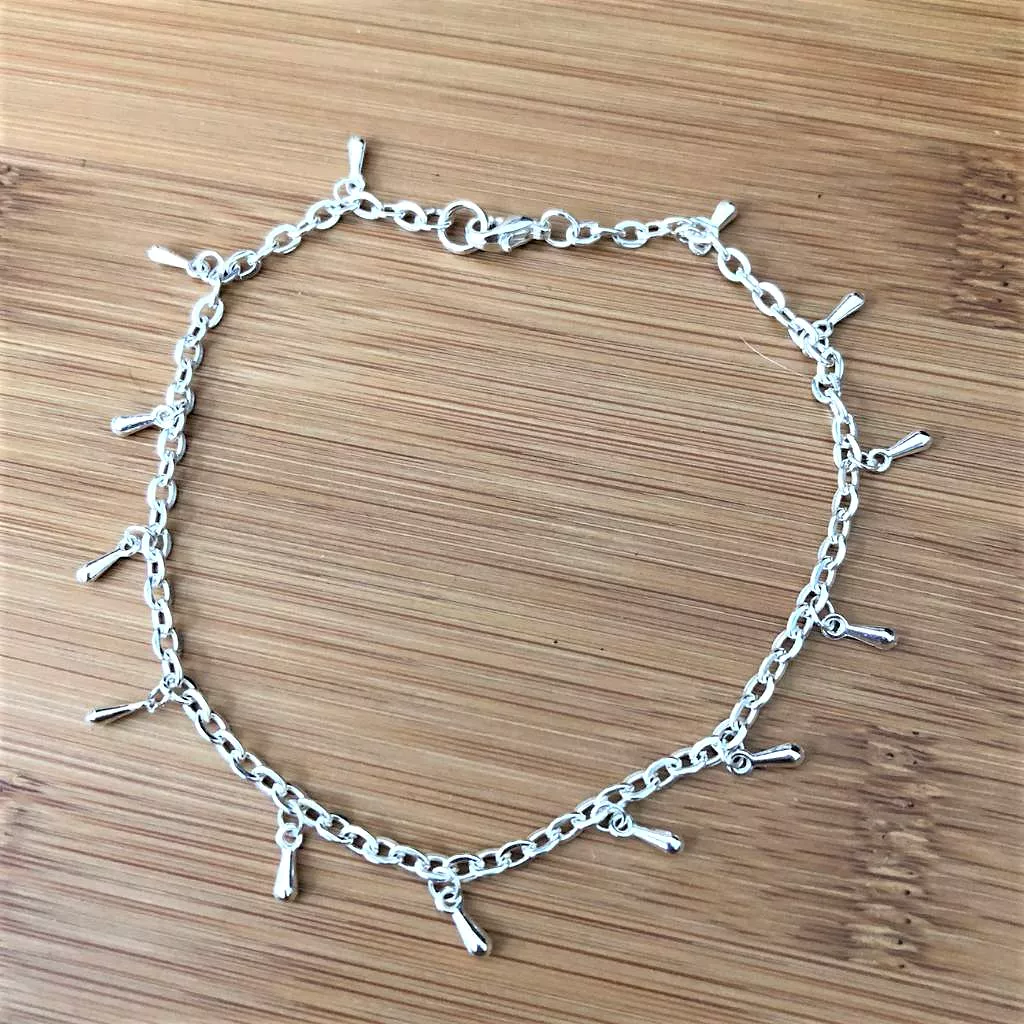 Silver Drop Chain Anklet