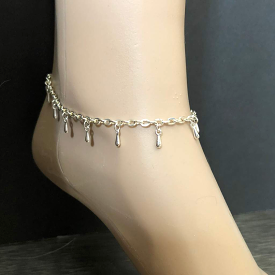 Silver Drop Chain Anklet