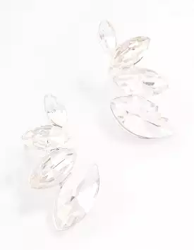 Silver Graduated Marquise Stud Earrings