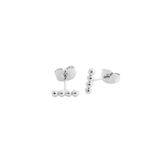 Silver Paige Beaded Bar Stud Earrings