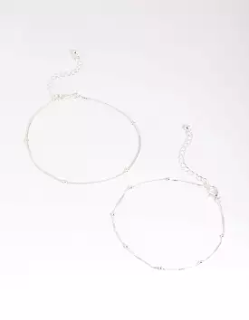 Silver Plated Cubic Zirconia Ball Anklet