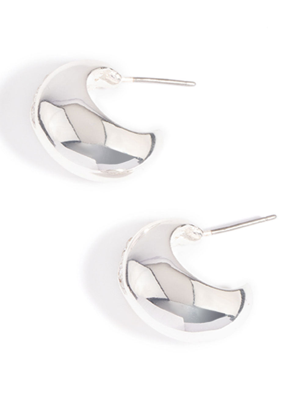 Silver Plated Diamante Wide Hoop Earrings