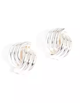 Silver Plated Knotted Stud Earrings