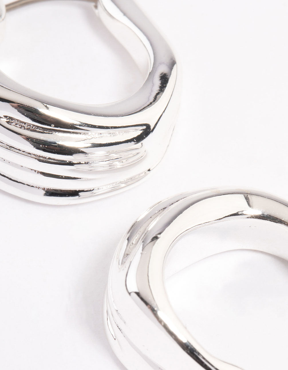 Silver Plated Molten Medium Hoop Earrings